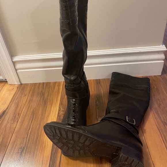 Black women leather boots with lining - Picture 3 of 7